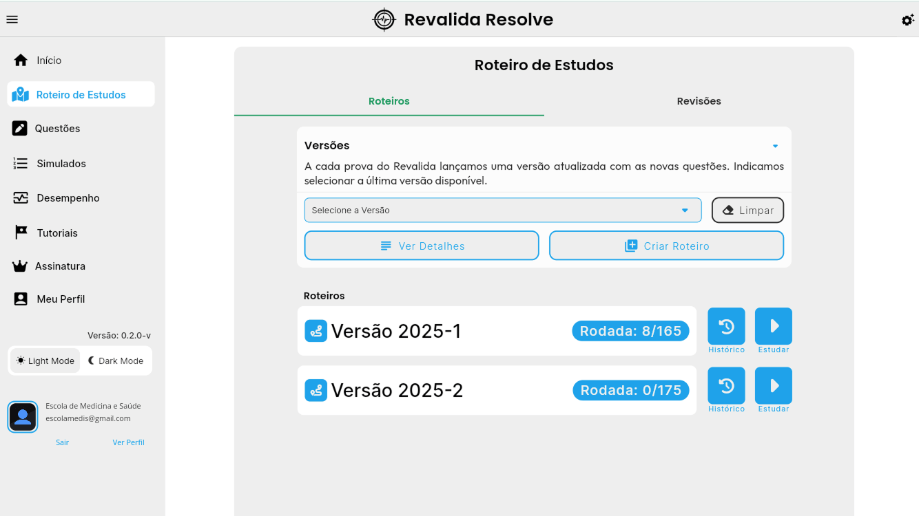 Screenshot Roteiro de Estudos