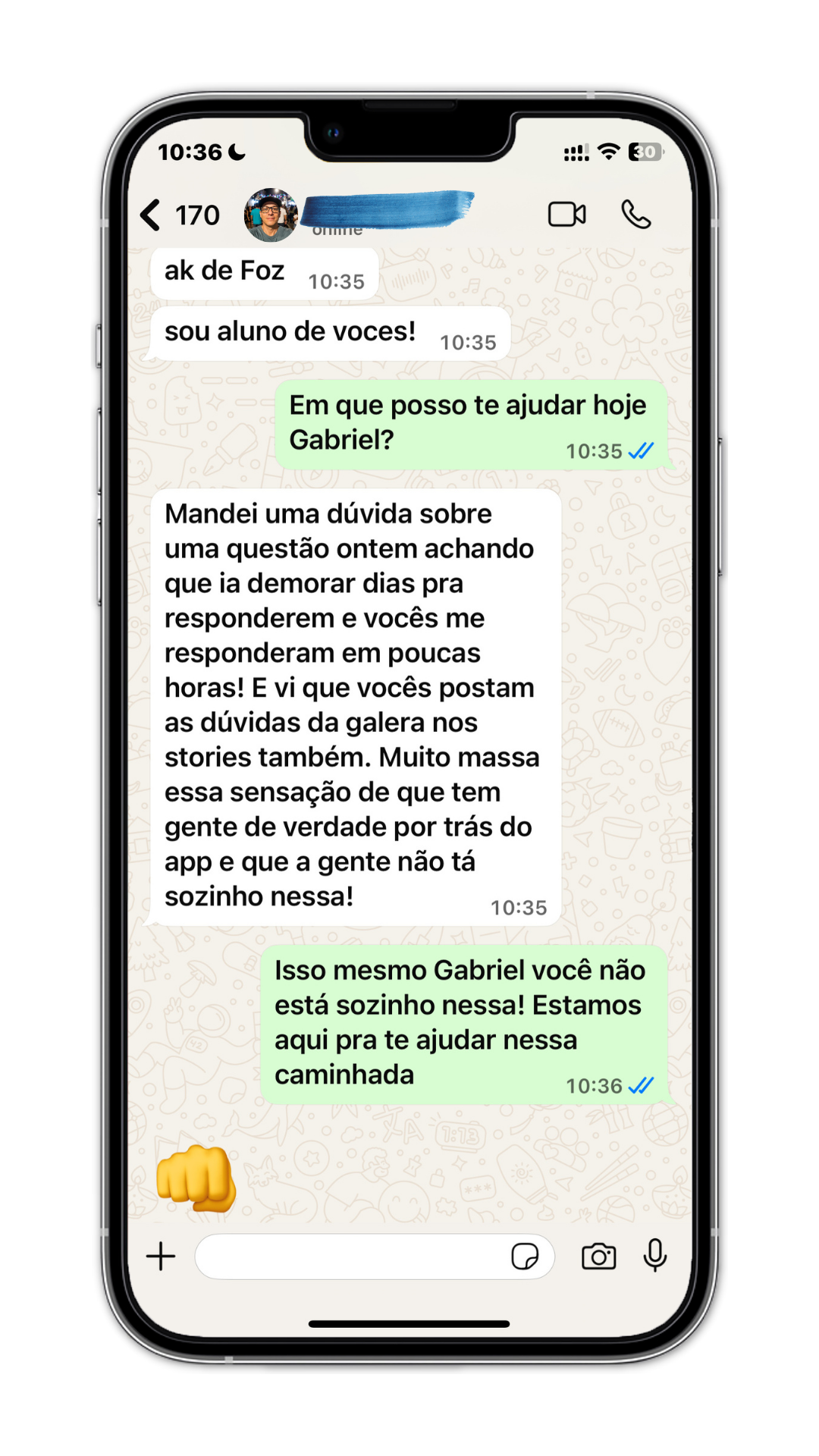 Depoimento real do WhatsApp