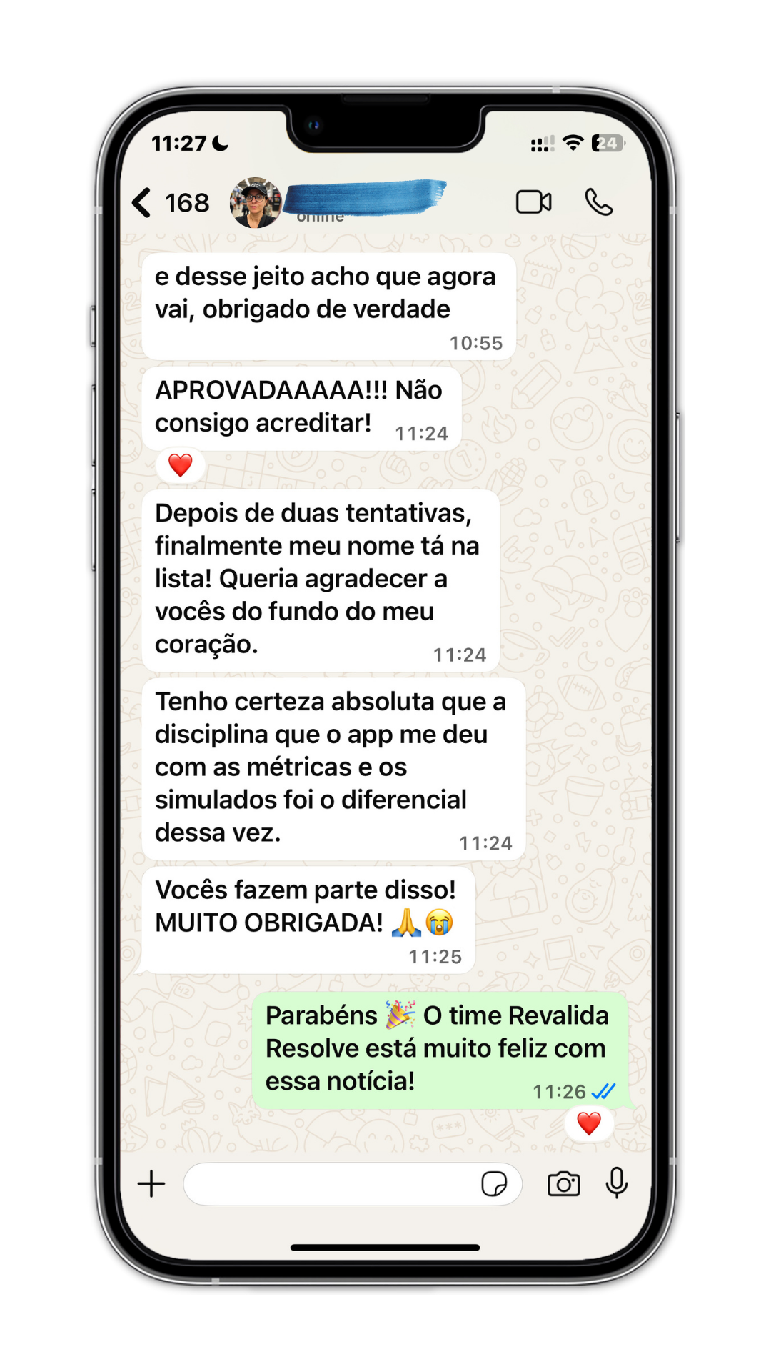 Depoimento real do WhatsApp