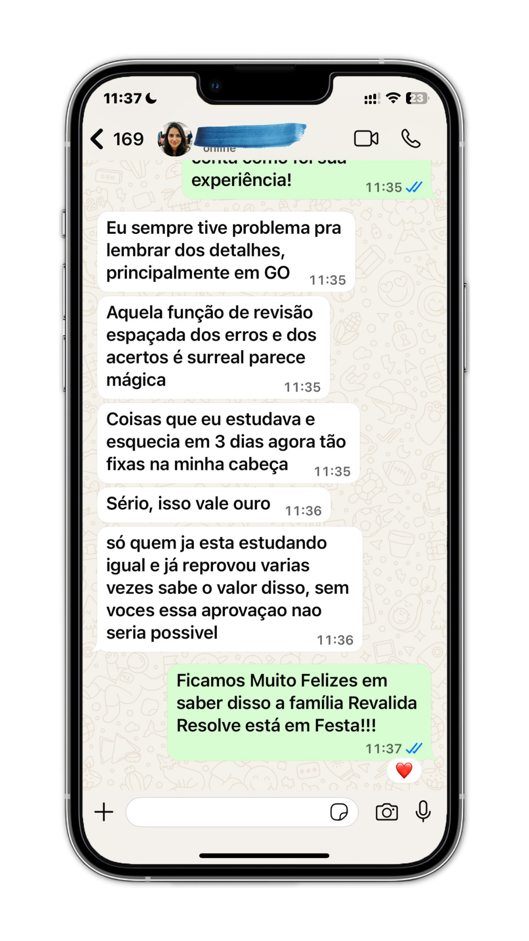 Depoimento real do WhatsApp