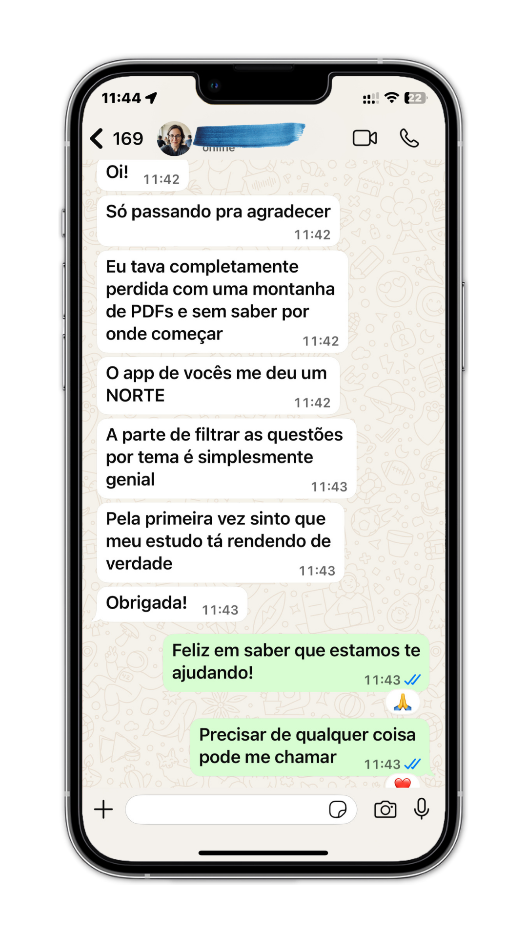 Depoimento real do WhatsApp